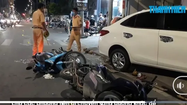 Say xỉn lái ô tô lùa 5 xe máy ở trung tâm thành phố Vĩnh Long